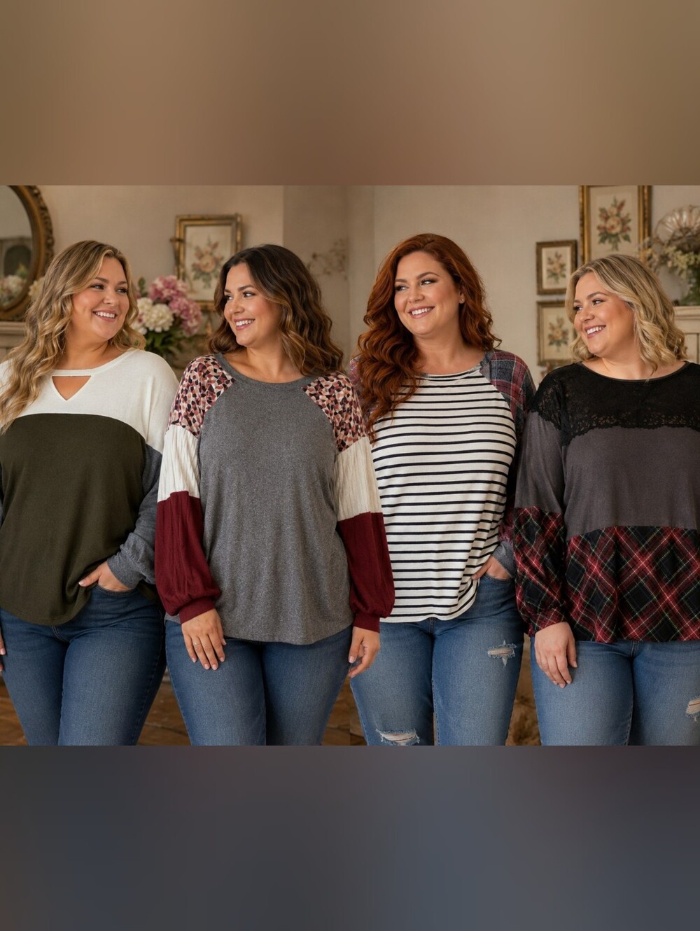Plaid and Solid Women Sweater Collection